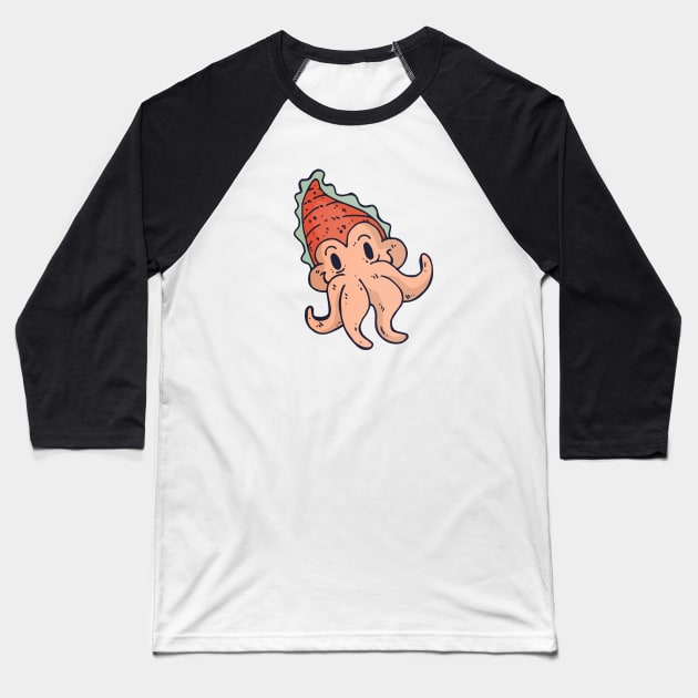 Cute Squid Cartoon Baseball T-Shirt by SLAG_Creative